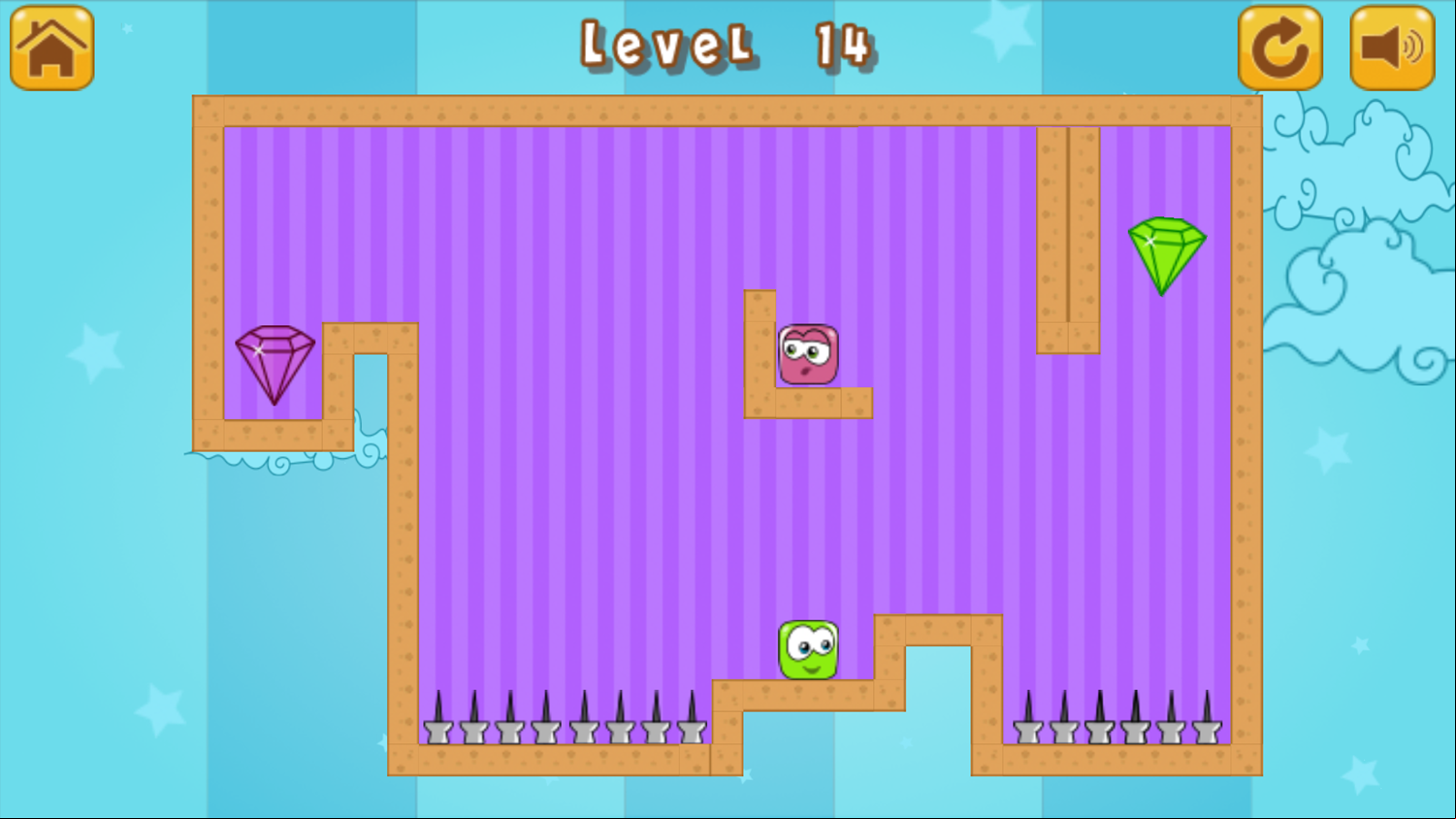 Diamonds Twins Game Level With Two Temporary Platforms Screenshot.