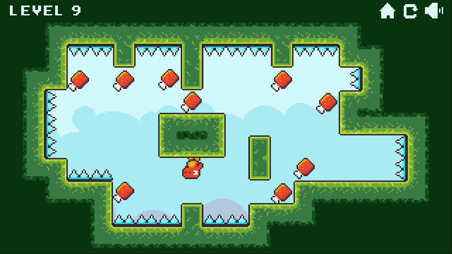 Dino Grub Game Level With Many Meats Screenshot.