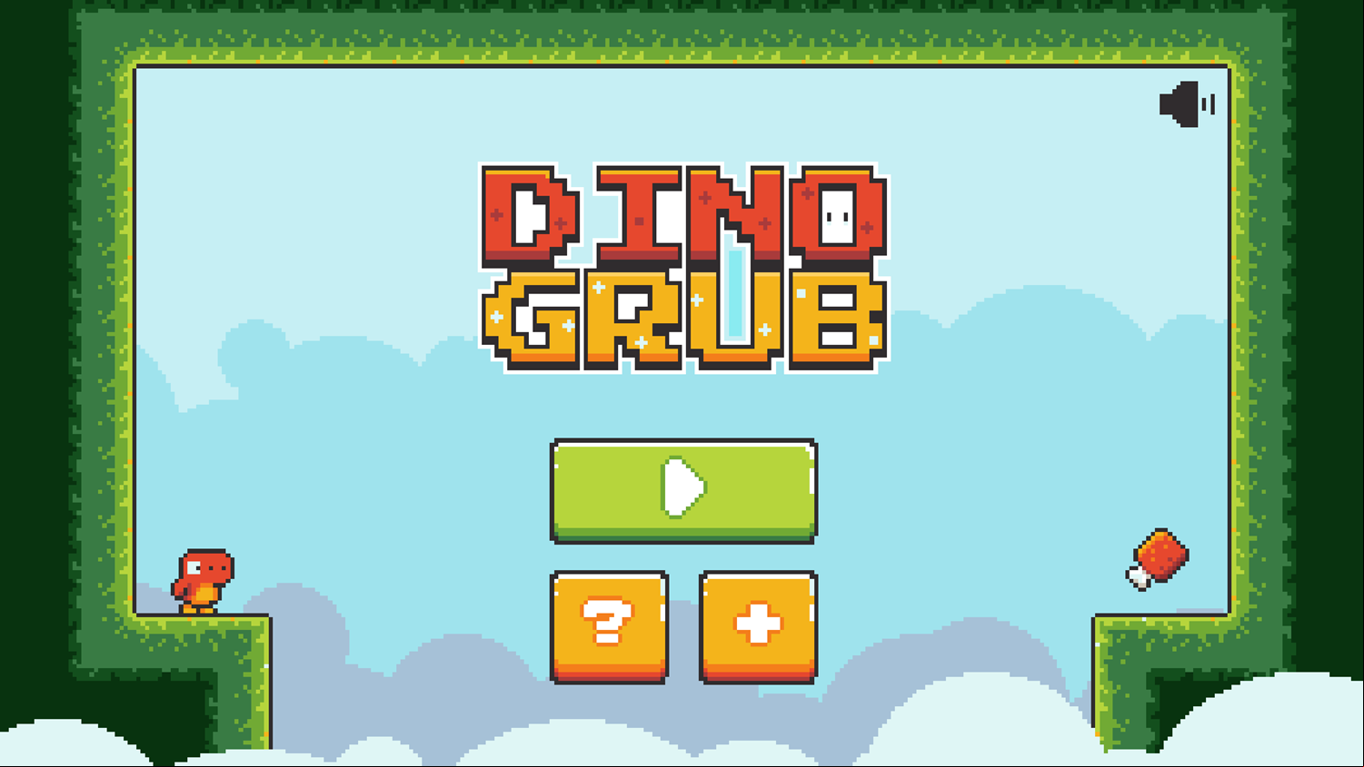 Dino Grub Game Welcome Screen Screenshot.