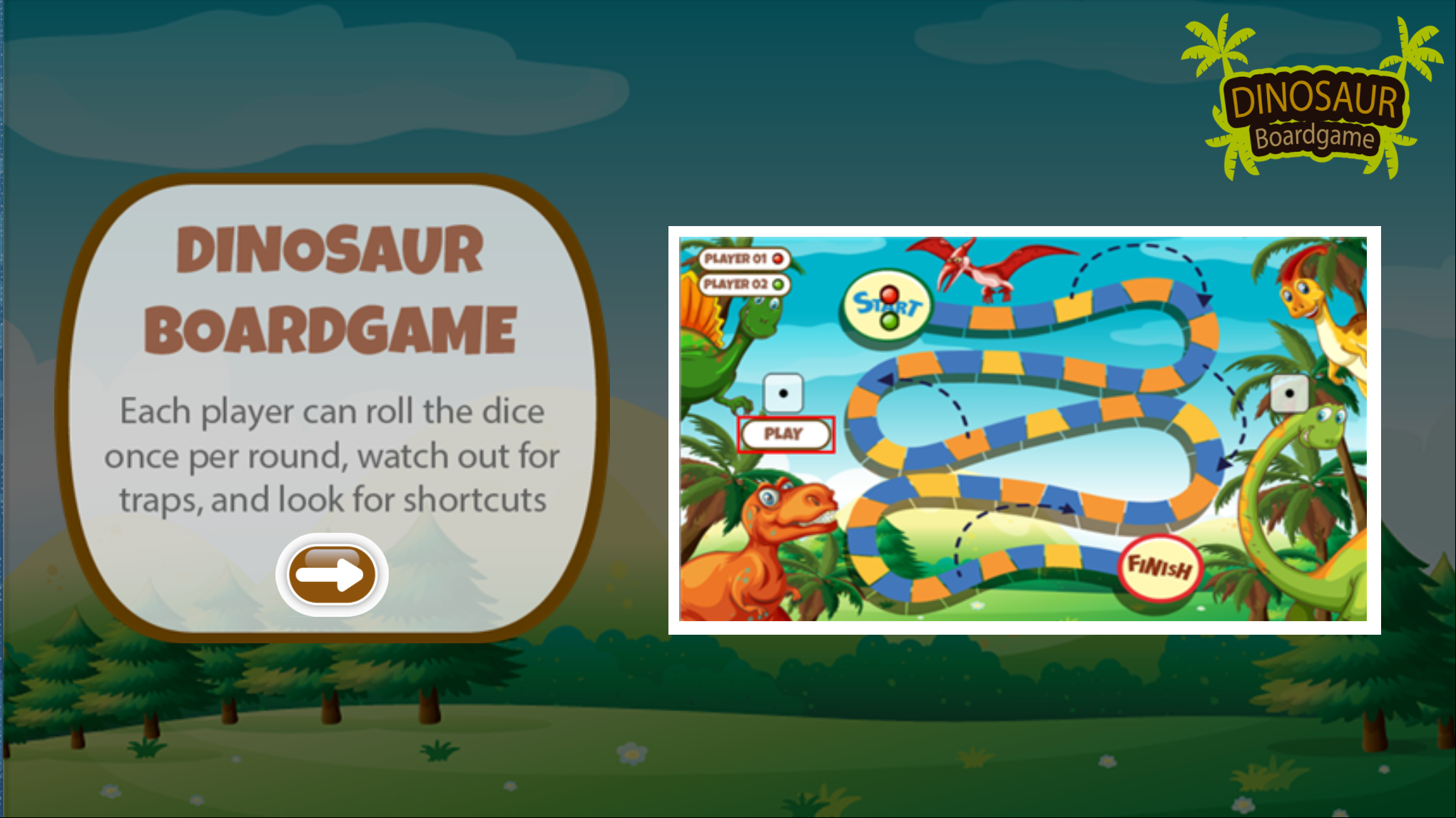 Dinosaur Board Game Online Instructions Screenshot.
