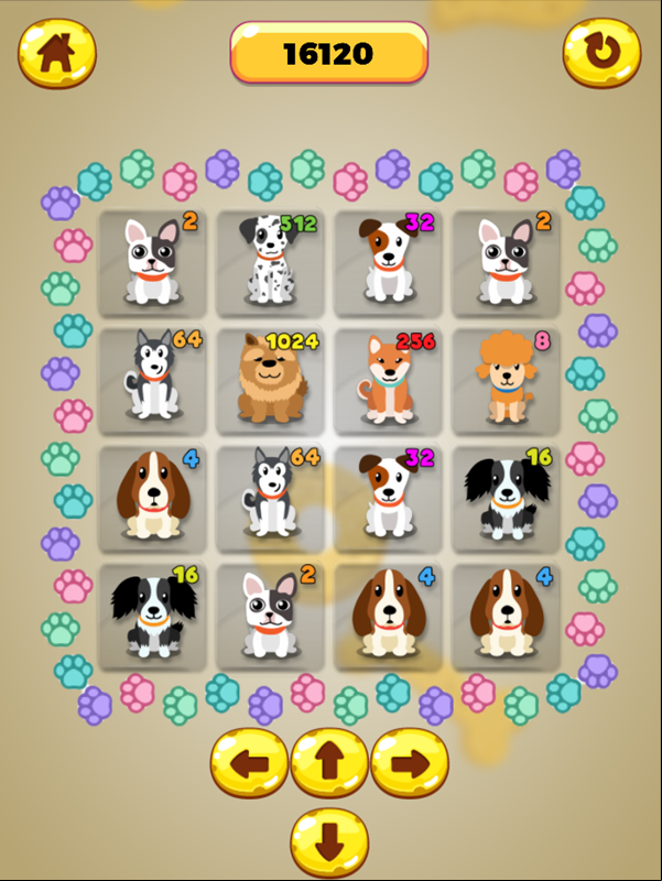 Dog 2048 Game Progress Screenshot.