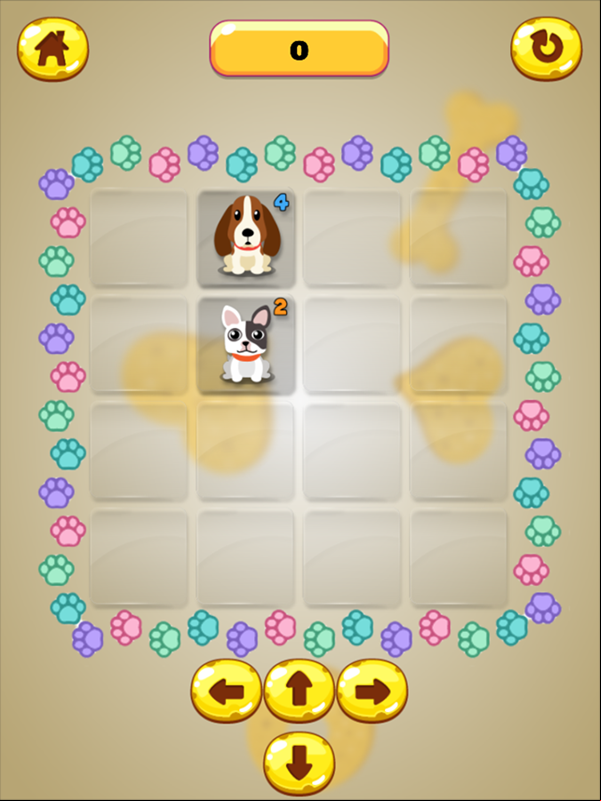 Dog 2048 Game Start Screenshot.