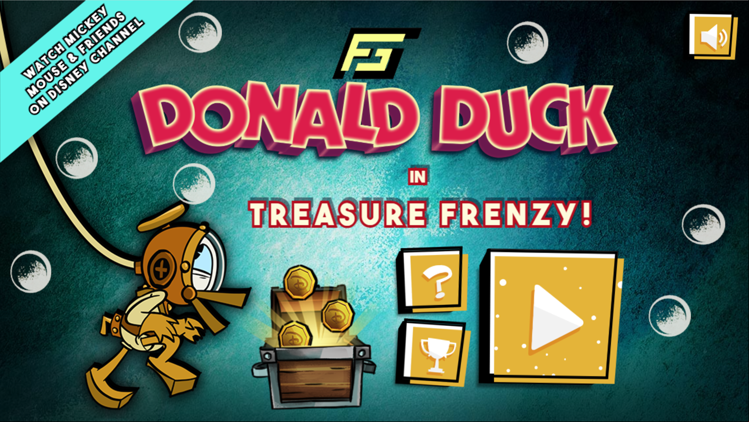 Donald Duck Treasure Frenzy Game Welcome Screen Screenshot.