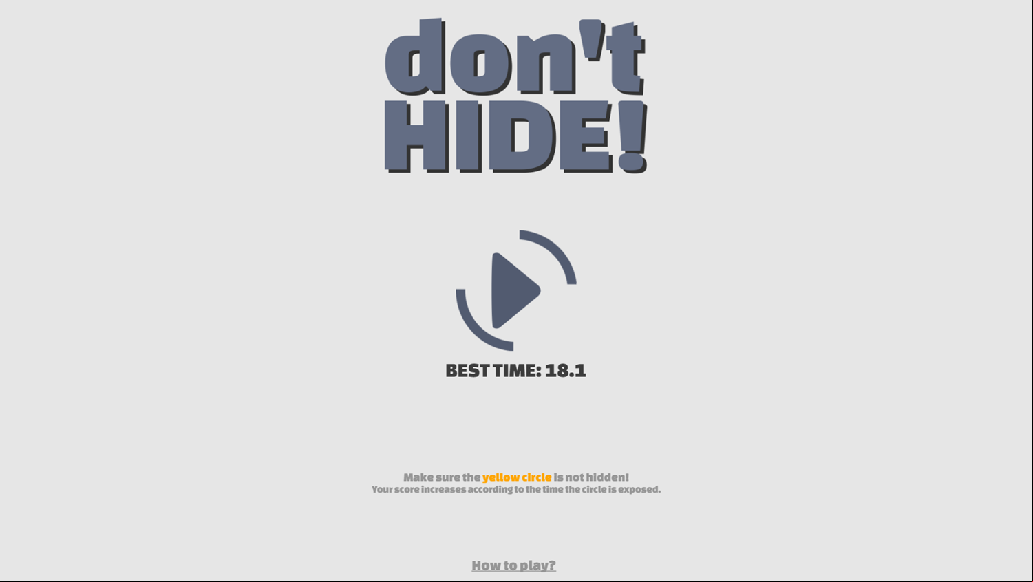 Don't Hide Game Score Screenshot.