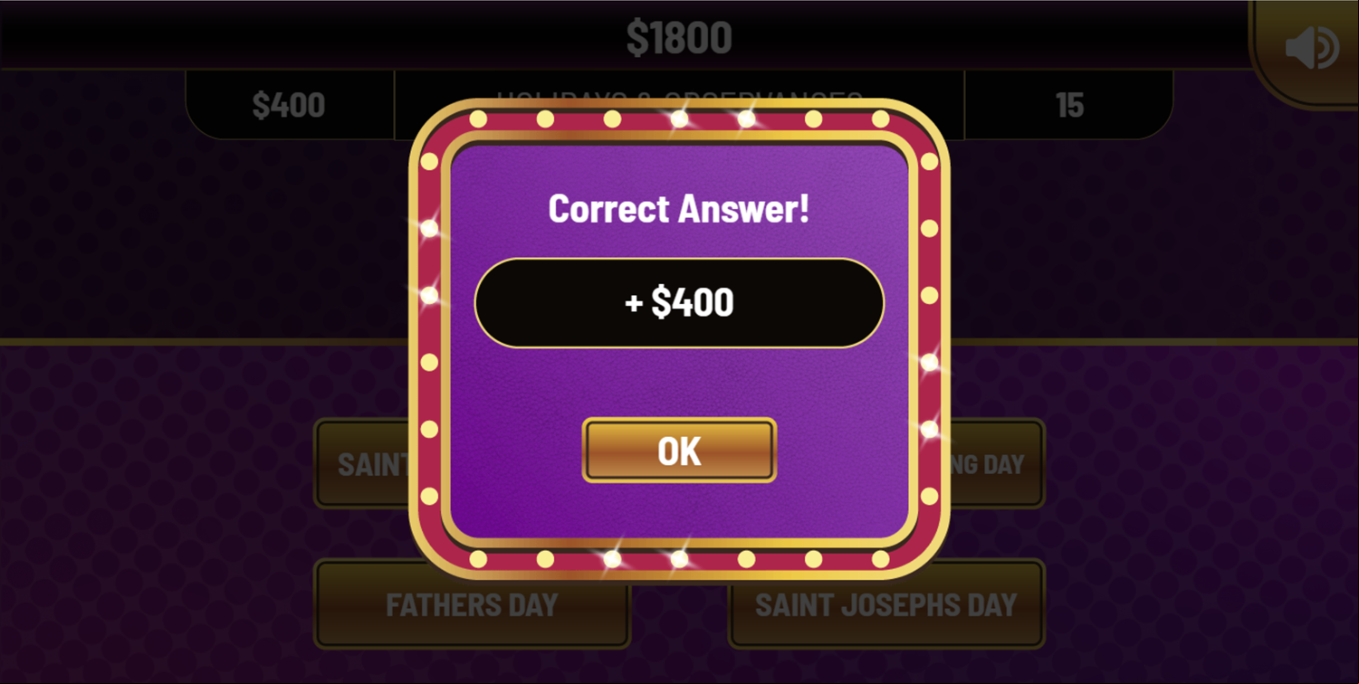 Don't Jeopardize This Game Correct Answer Screen Screenshot.