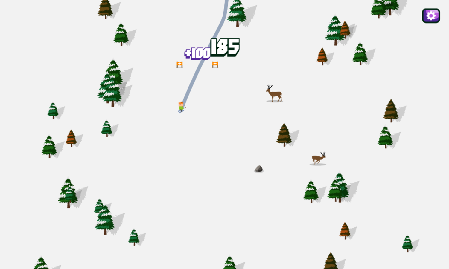 Downhill Ski Game Play Screenshot.