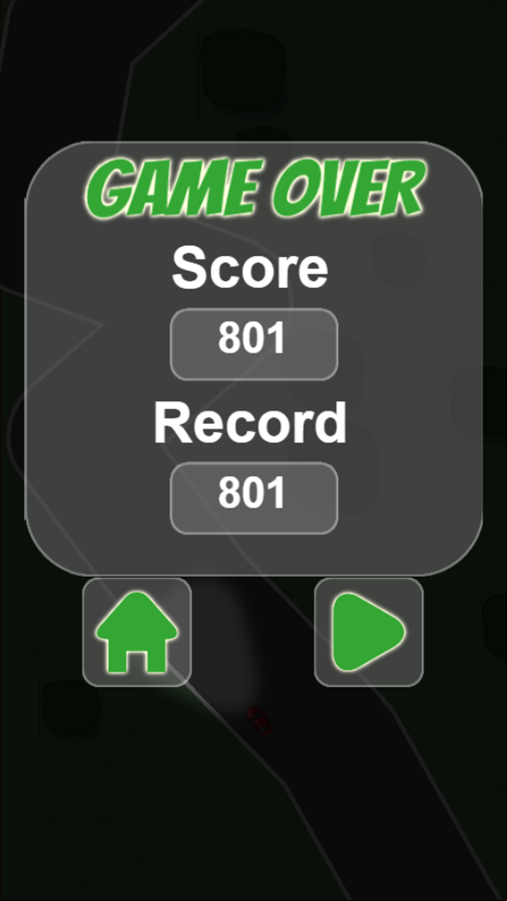 Drift Boss Game Over Screenshot.