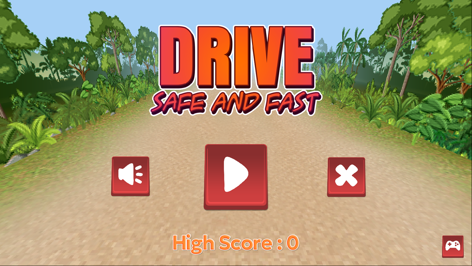 Drive Safe and Fast Game Welcome Screen Screenshot.
