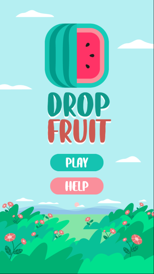 Drop Fruit Merge Game Welcome Screen Screenshot.