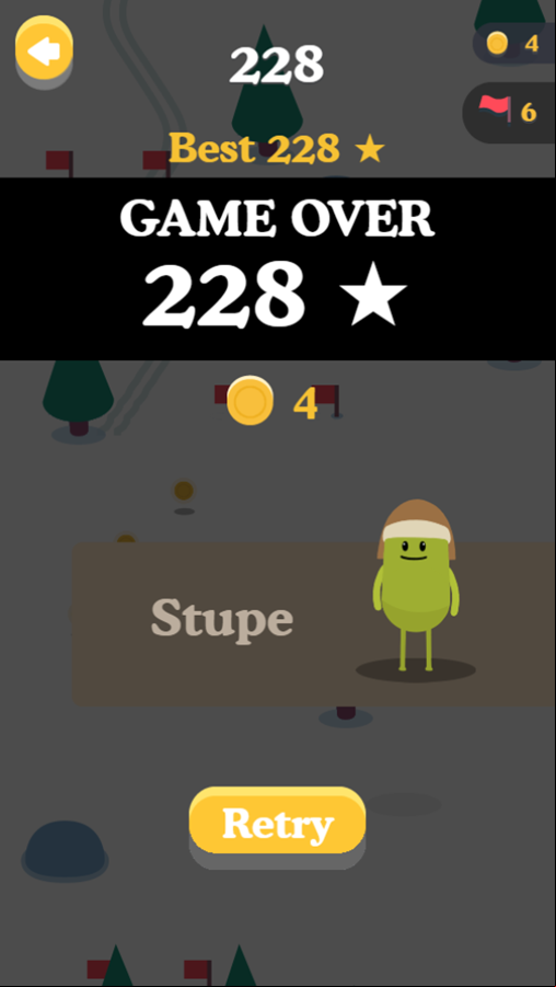 Dumb Ways to Die 3 World Tour Game Snow Safari Score Screenshot.