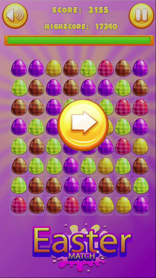 Easter Match Game Level Beat Screen Screenshot.
