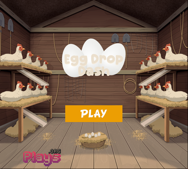 Egg Drop Dash Game Welcome Screen Screenshot.