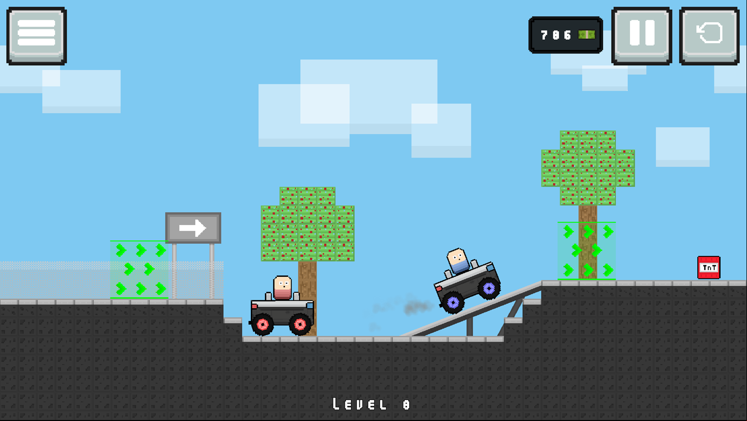 Egg Hill Climb Game Level With TNT Screenshot.