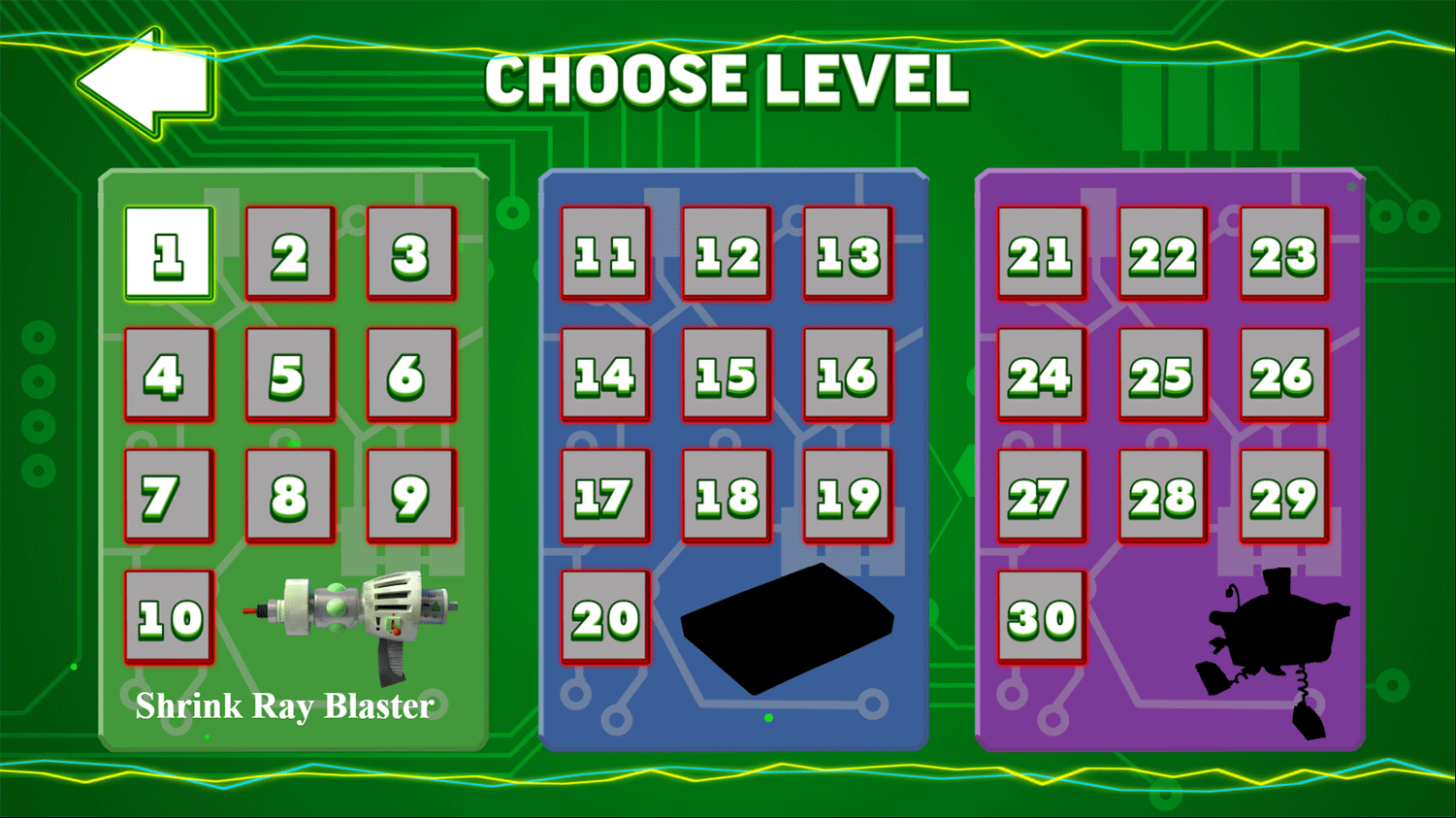 Electrio Game Choose Level Screenshot.