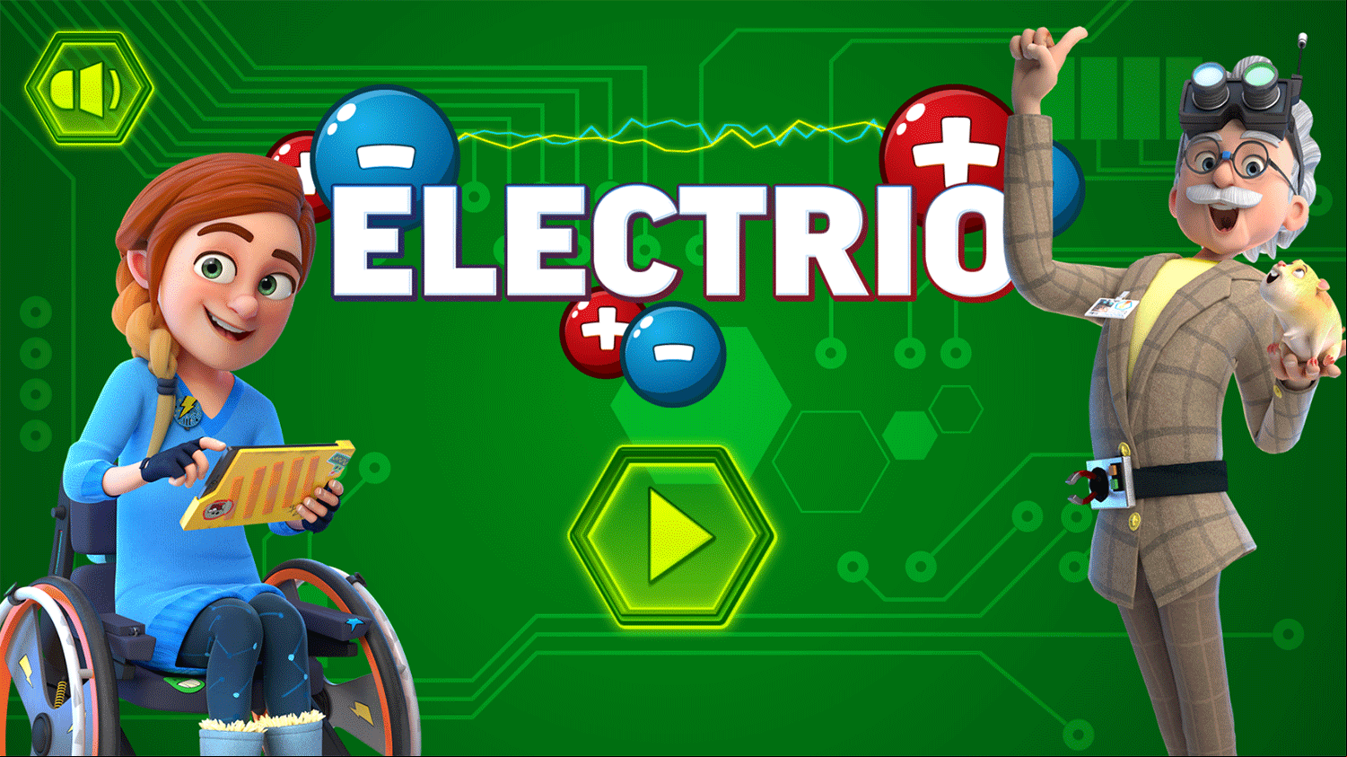 Electrio Game Welcome Screen Screenshot.