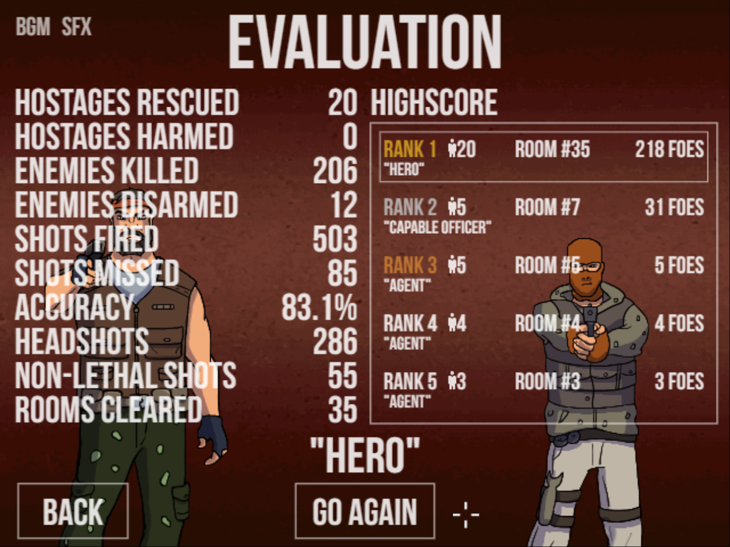 Elite Swat Commander Game Evaluation Screenshot.