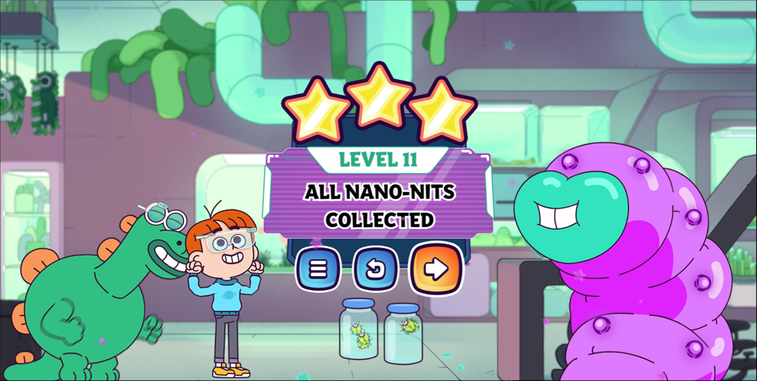 Elliott From Earth Bug Off Game Level Beat Screen Screenshot.