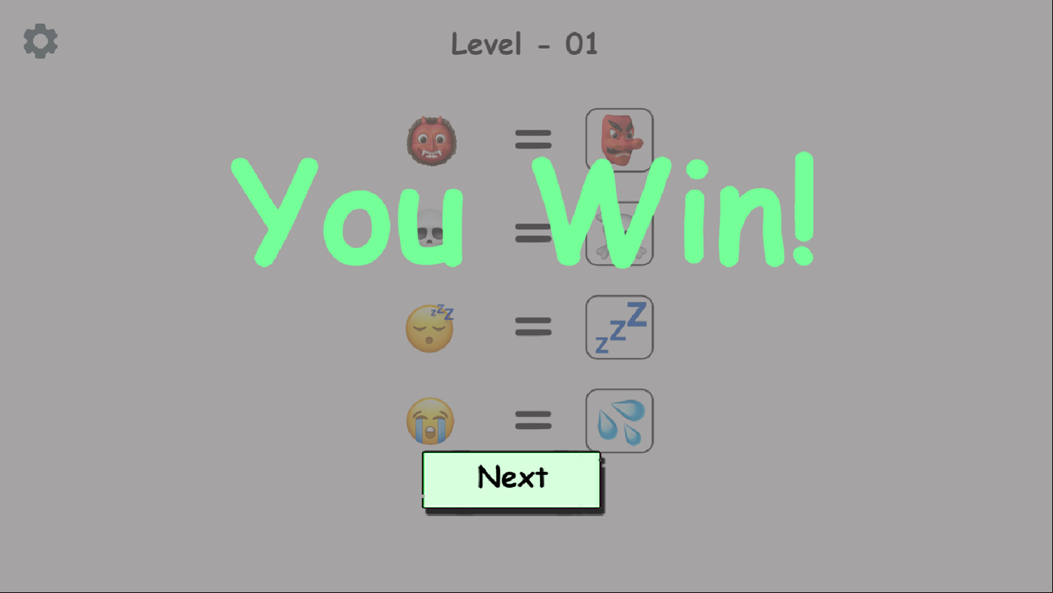 Emoji Puzzle Game Level Beat Screen Screenshot.