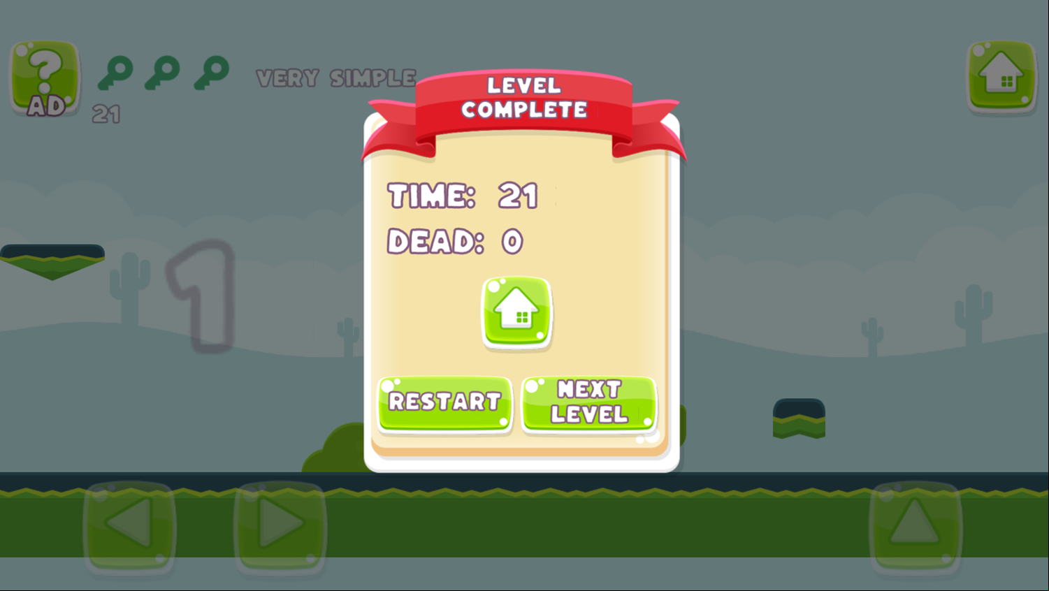 Escape Platform Puzzle Game Level Complete Screenshot.