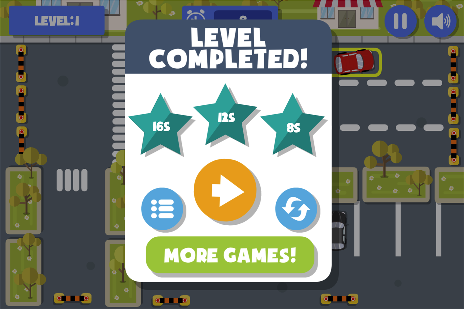 Extreme Car Parking Game Level Beat Screen Screenshot.
