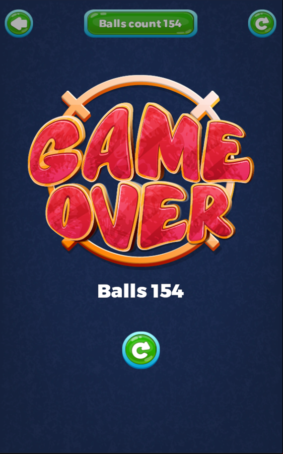 Fall Ball Game Over Screenshot.