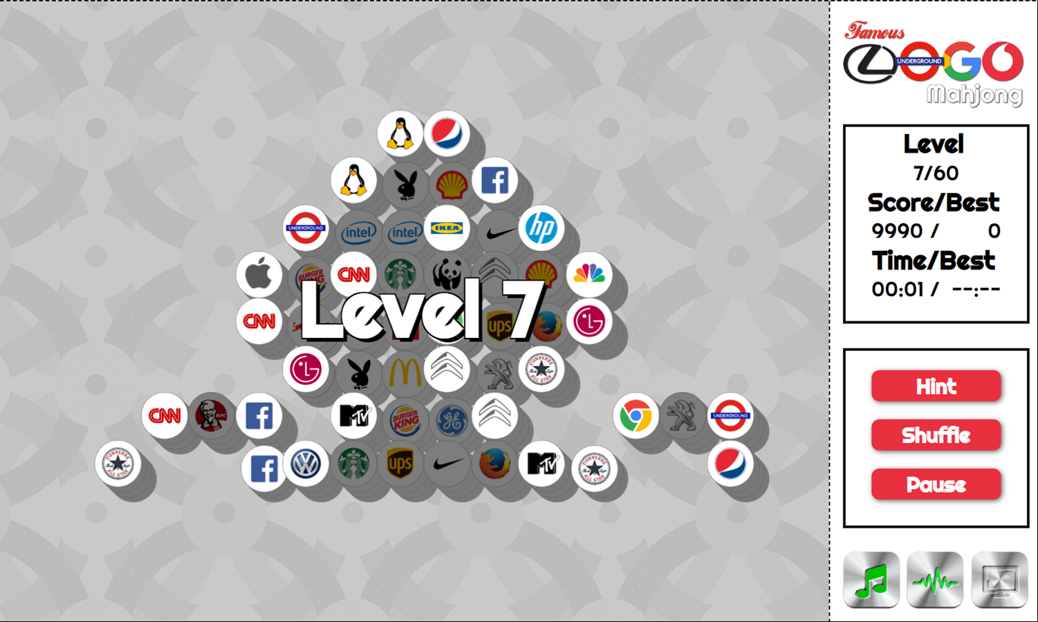 Famous Logo Mahjong Game Level Progress Screenshot.