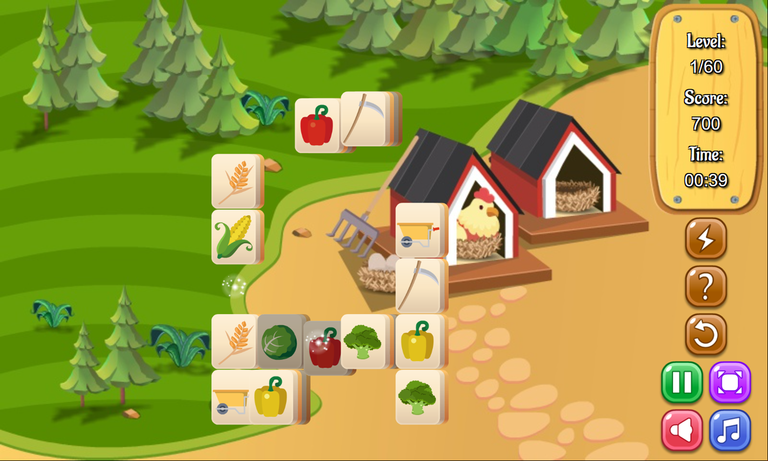 Farm Mahjong Game Level Play Screenshot.