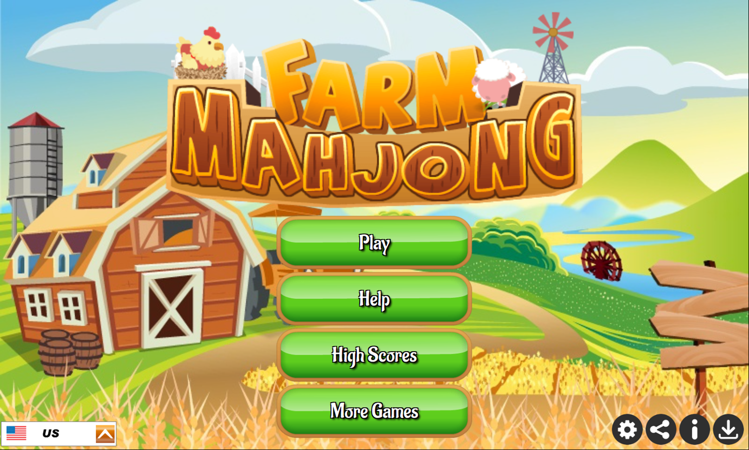Farm Mahjong Game Welcome Screen Screenshot.