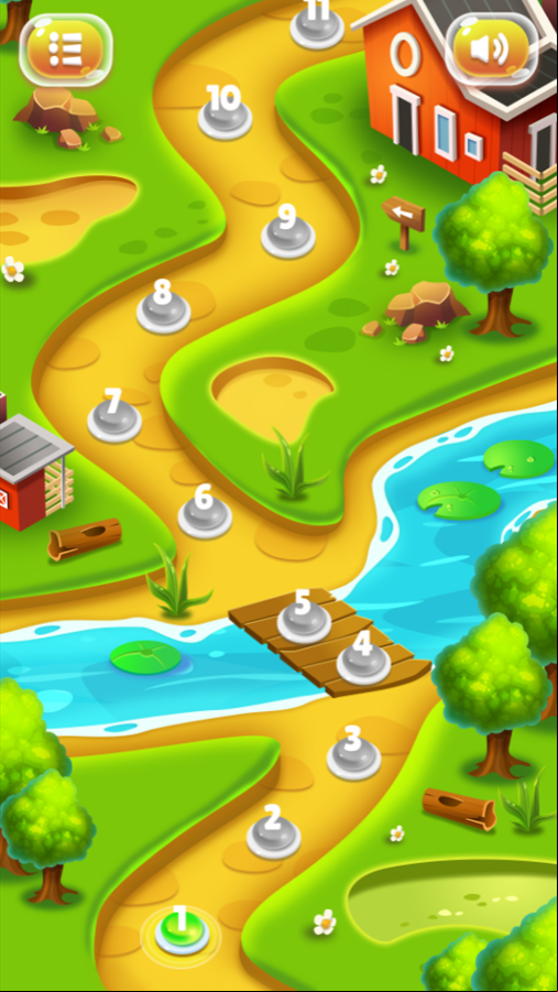 Farm Rescue Game Level Select Screen Screenshot.