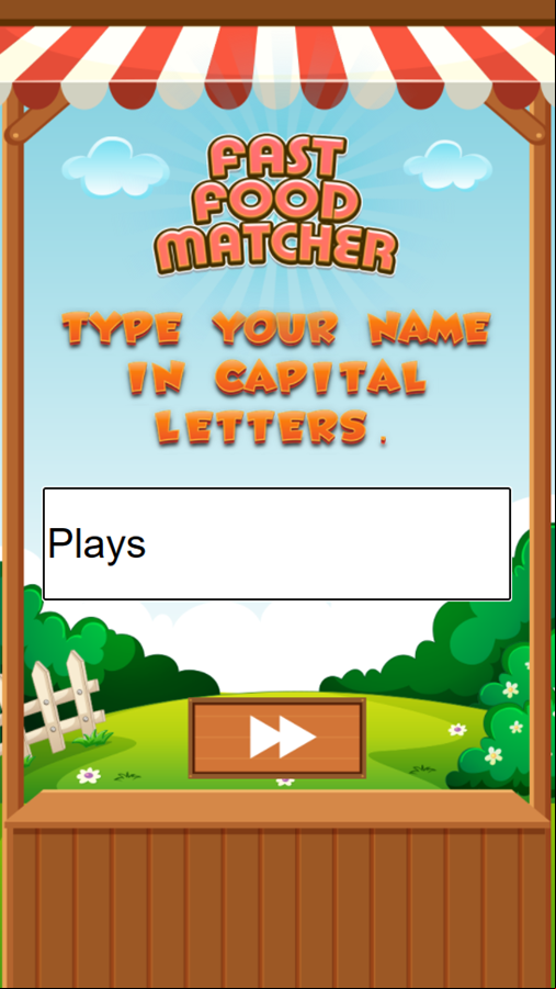 Fast Food Matcher Game Type Name Screenshot.