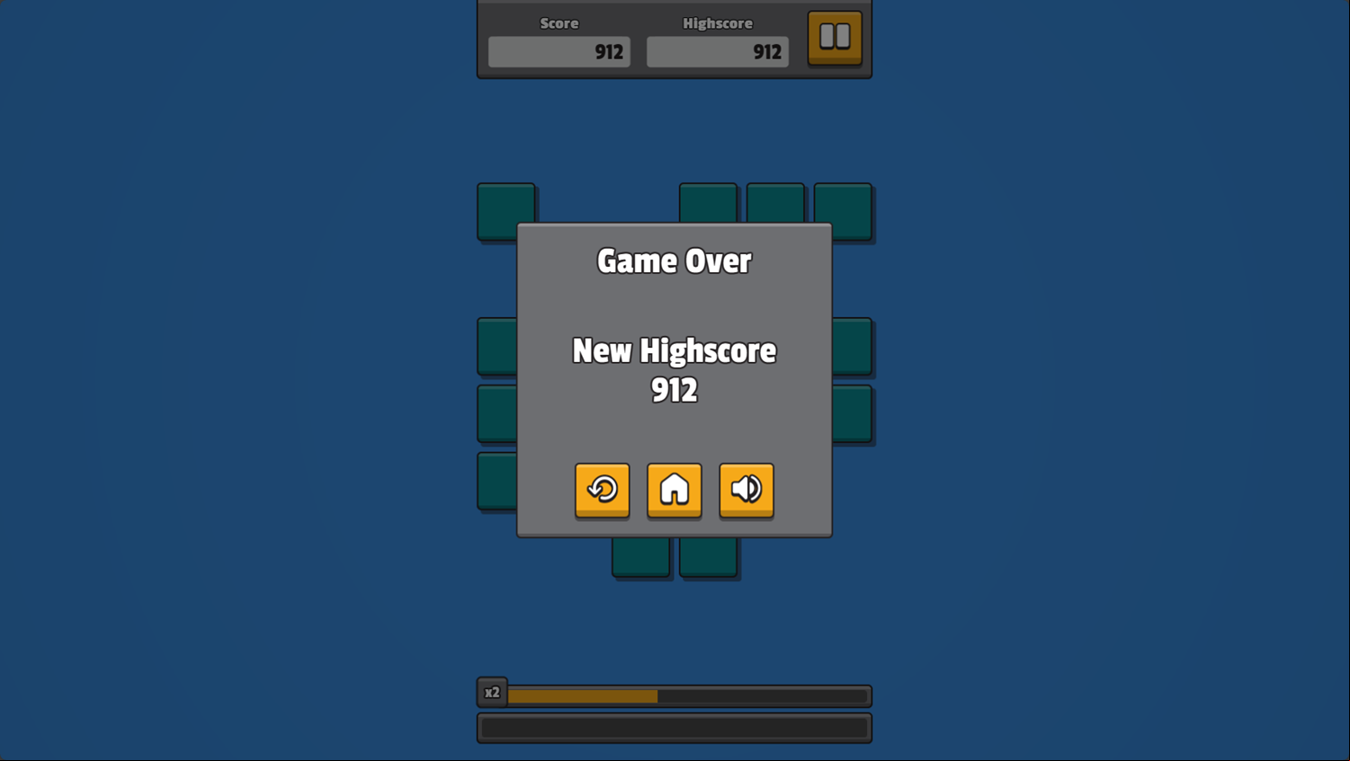Fast Memory Match Game Over Screenshot.