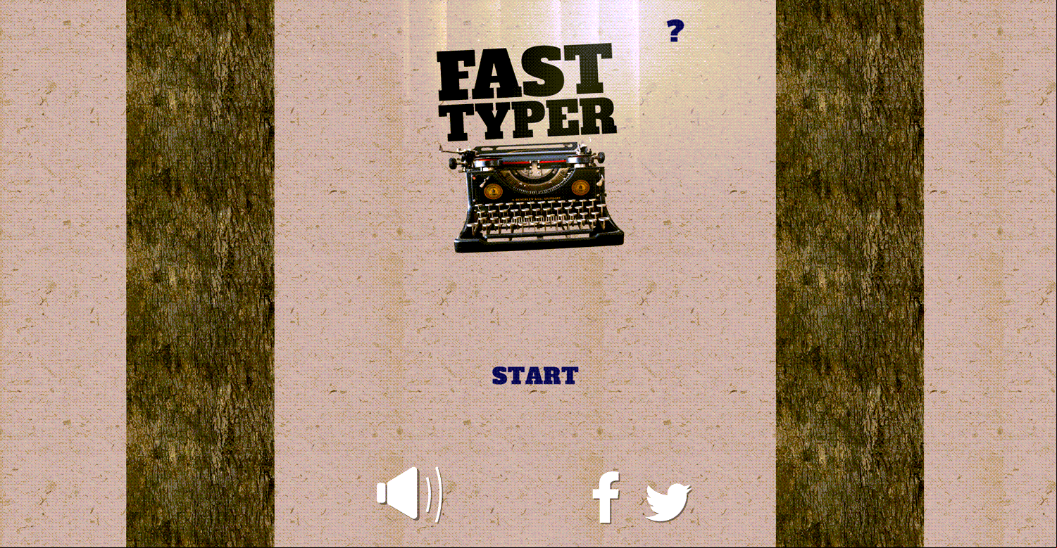 Fast Typer Game Welcome Screen Screenshot.