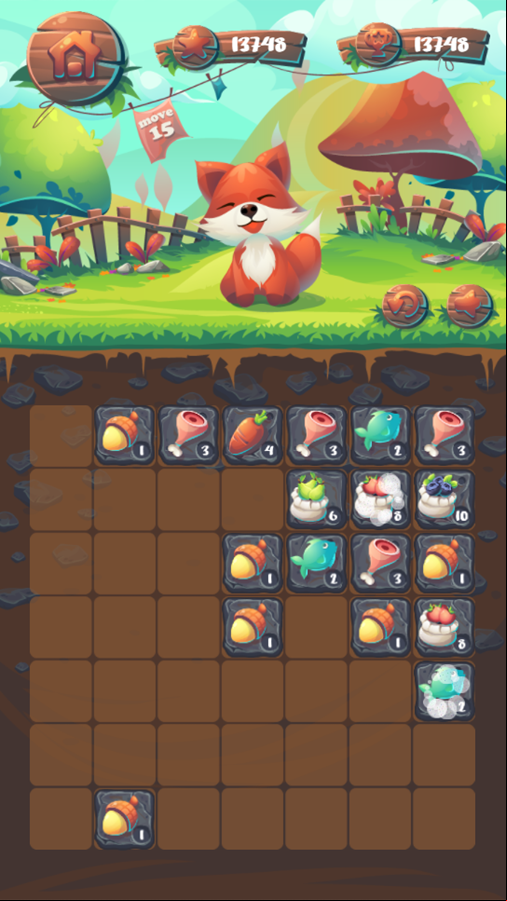 Feed The Fox Game Progress Screenshot.