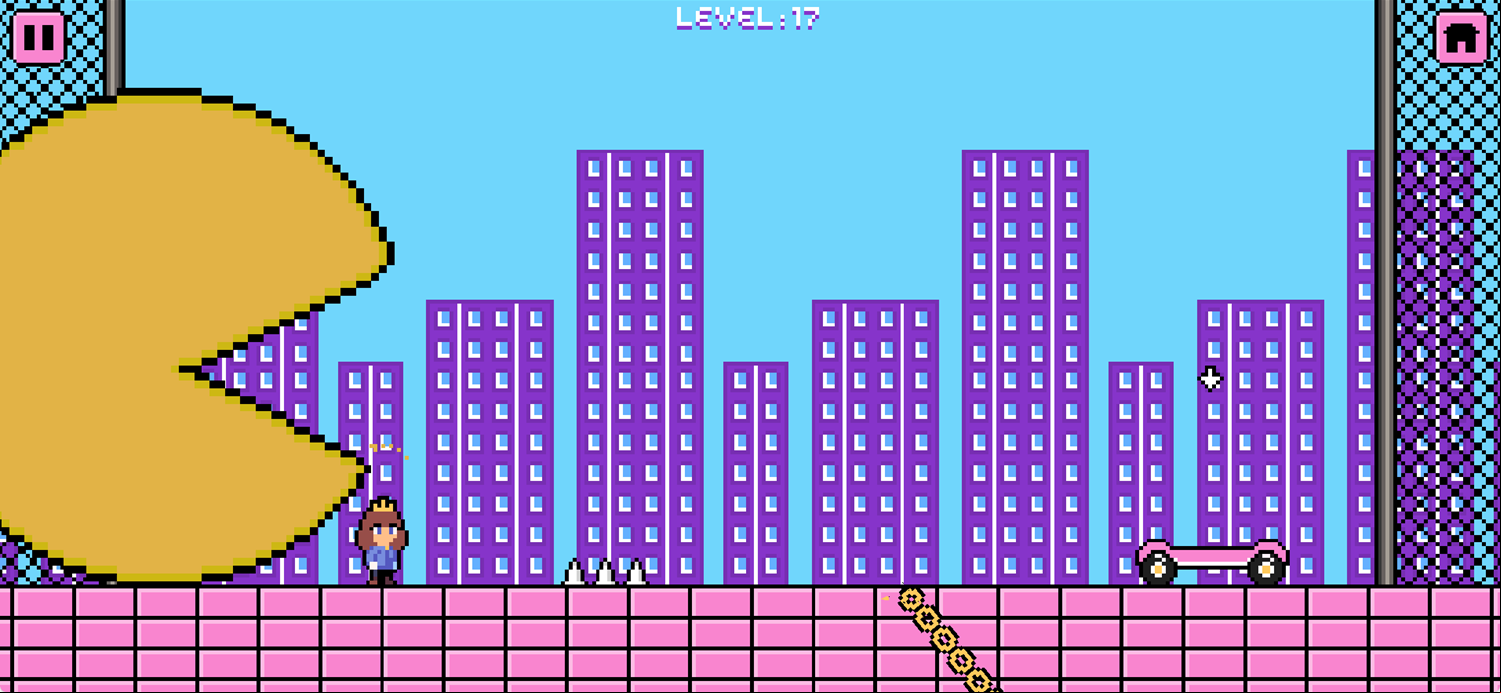Fifi Adventure Game Level With a Giant Pacman Screenshot.