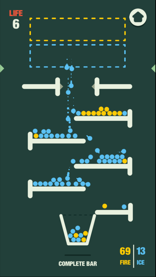 Filled Glass 5 Fire and Ice Game Final Level Filling Glass Screenshot.