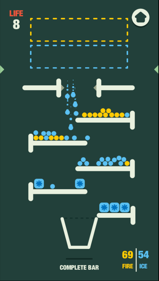 Filled Glass 5 Fire and Ice Game Final Level Pouring Ice Screenshot.