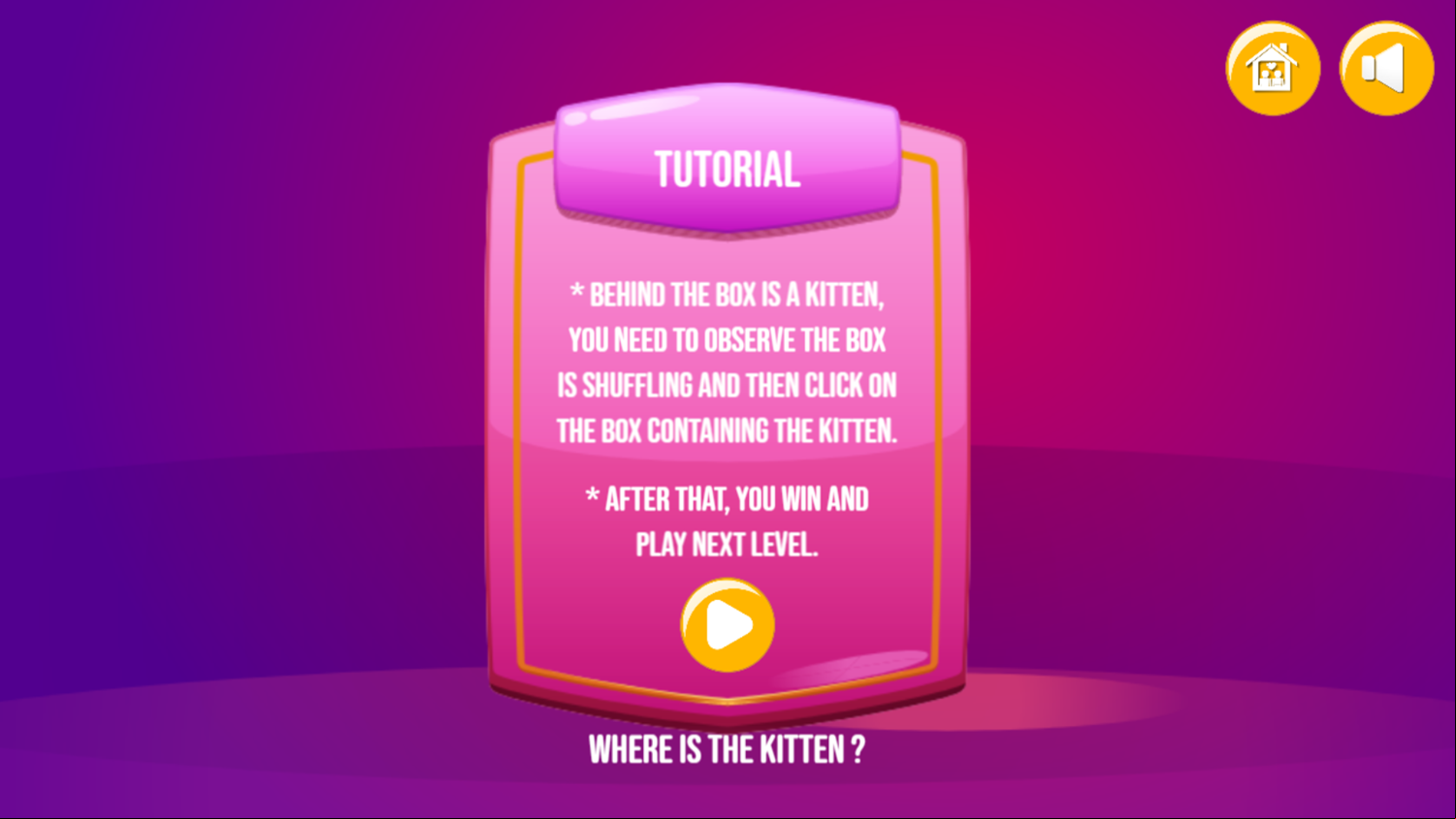 Find Kitten Game Tutorial Screenshot.