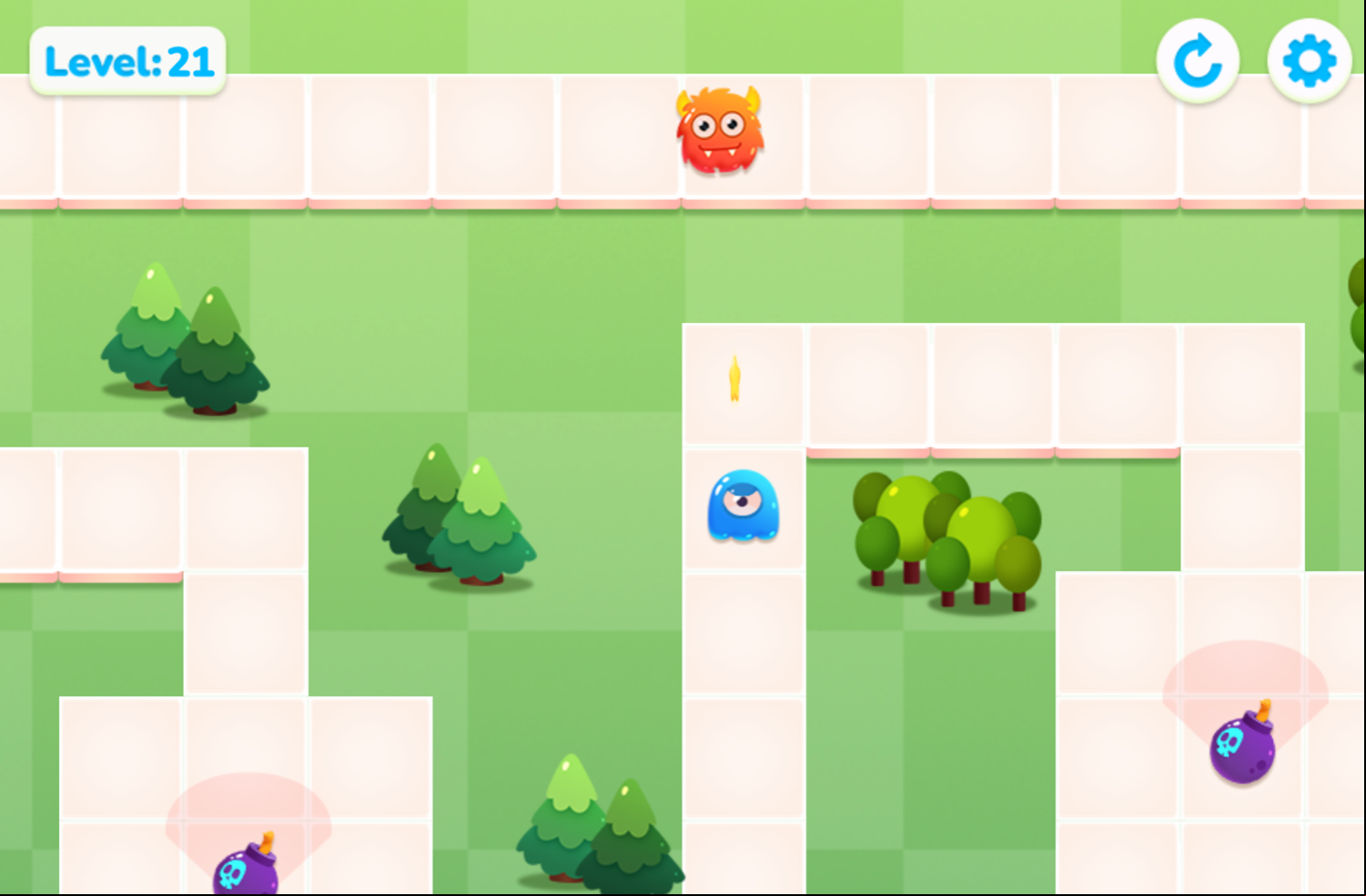 Find The Way Home Maze Game Level With Stars and Bombs Screenshot.