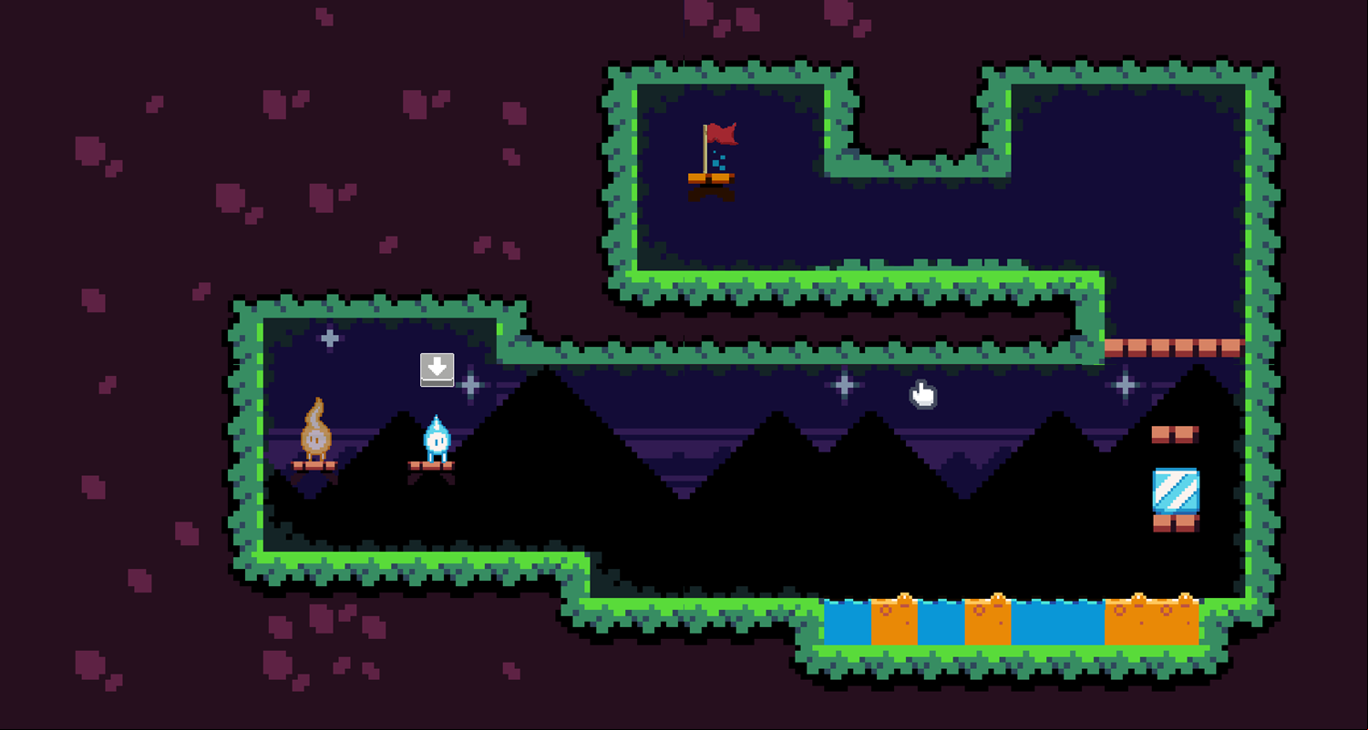 Fire and Ice Twins Game Lava and Water Level Screenshot.