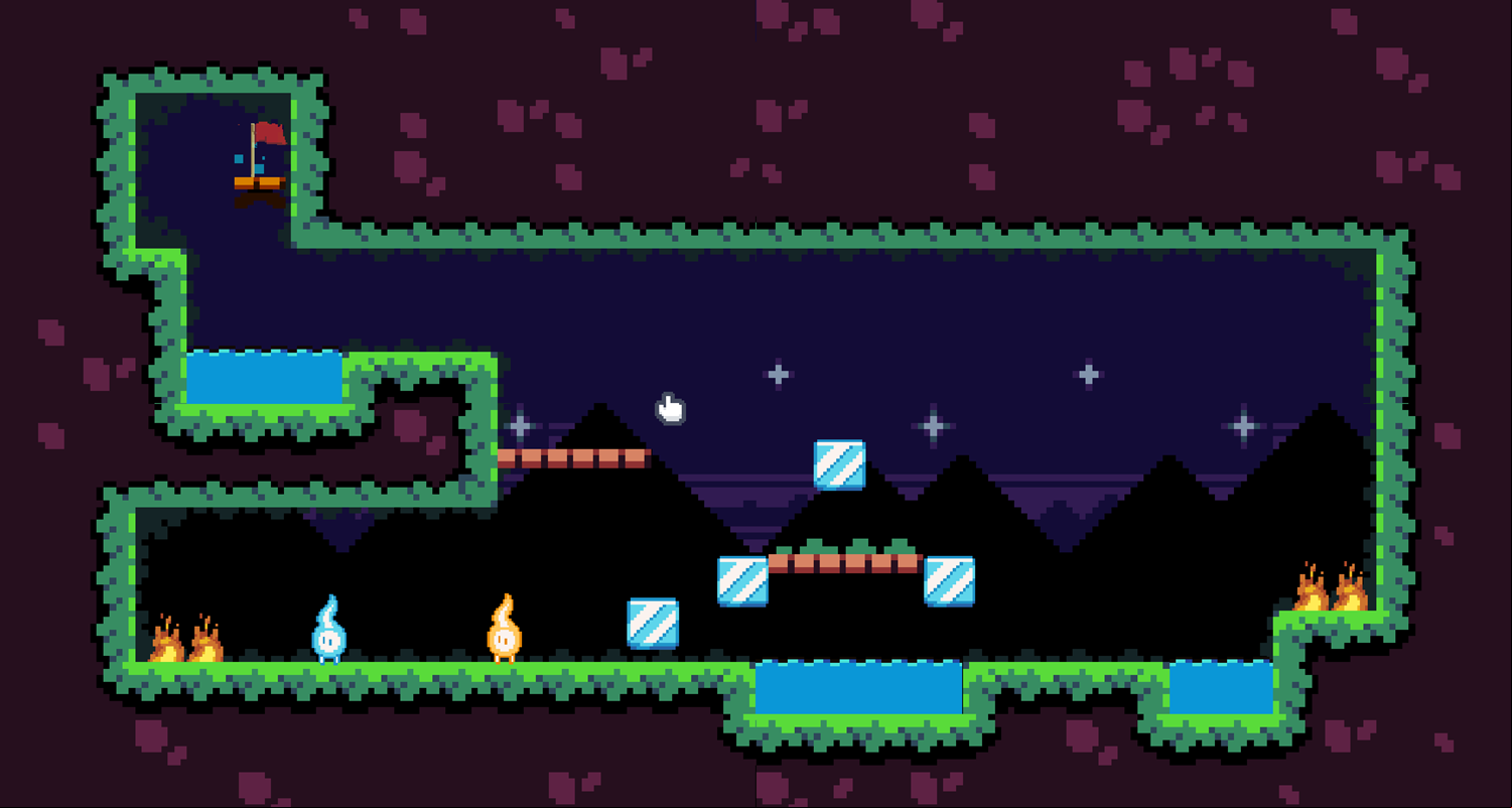 Fire and Ice Twins Game Level Where You Move Both Characters Screenshot.