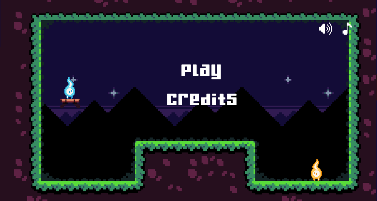 Fire and Ice Twins Game Welcome Screen Screenshot.