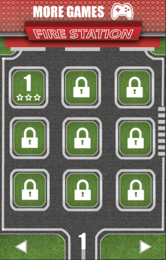 Fire Truck Game Level Select Screenshot.