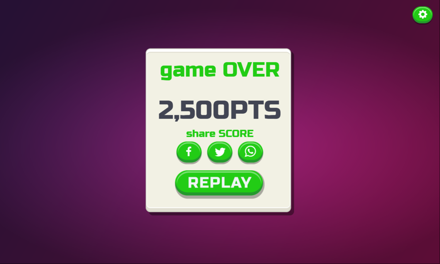 Fit Hole Game Over Screenshot.