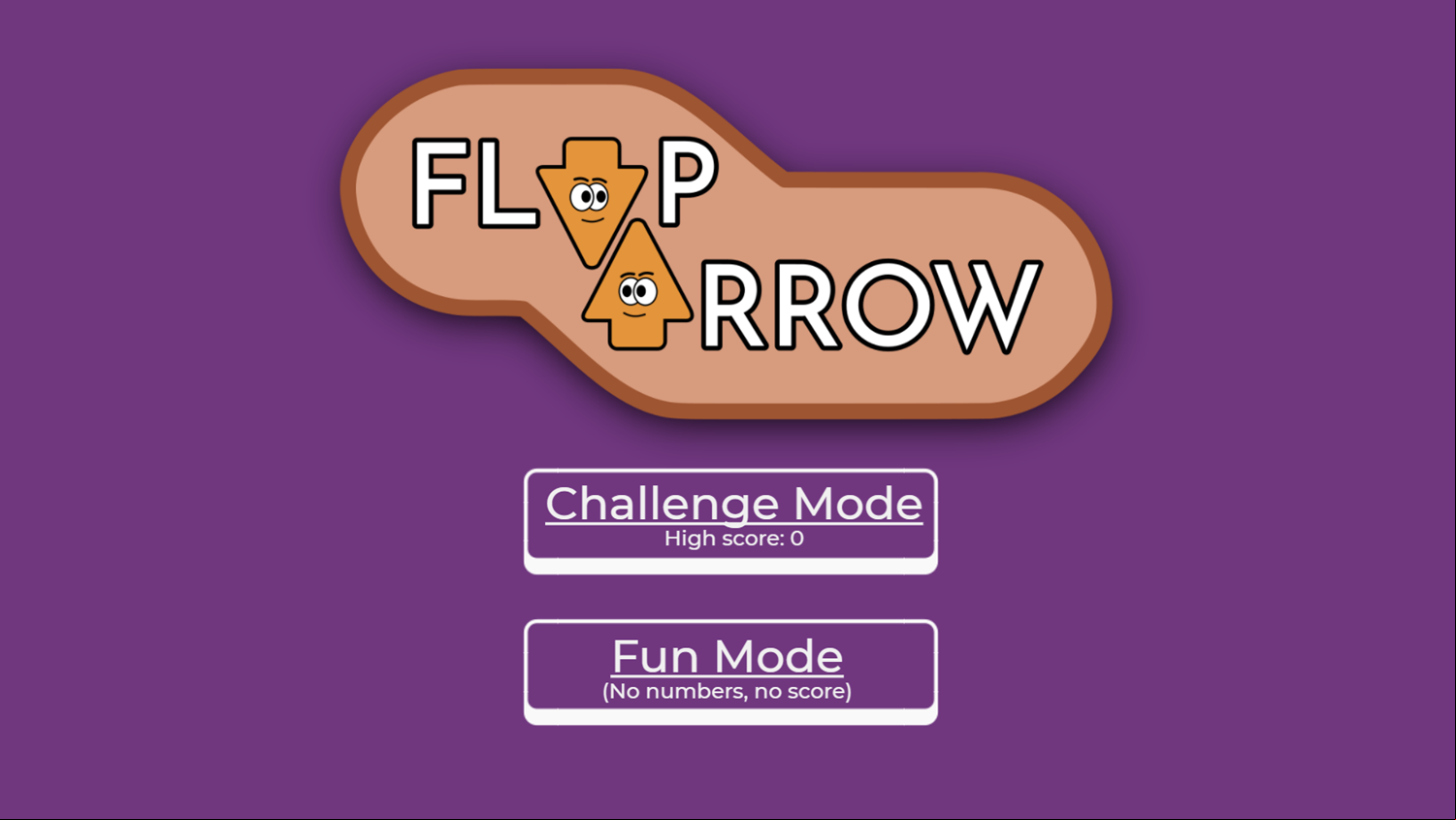 Flap Arrow Game Welcome Screen Screenshot.