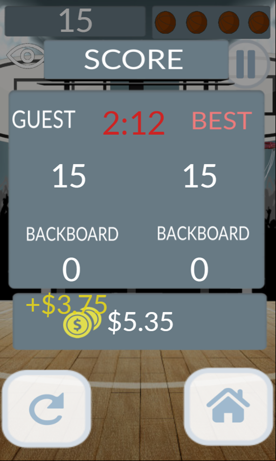 Flick Basketball Shoot Game Score Screenshot.