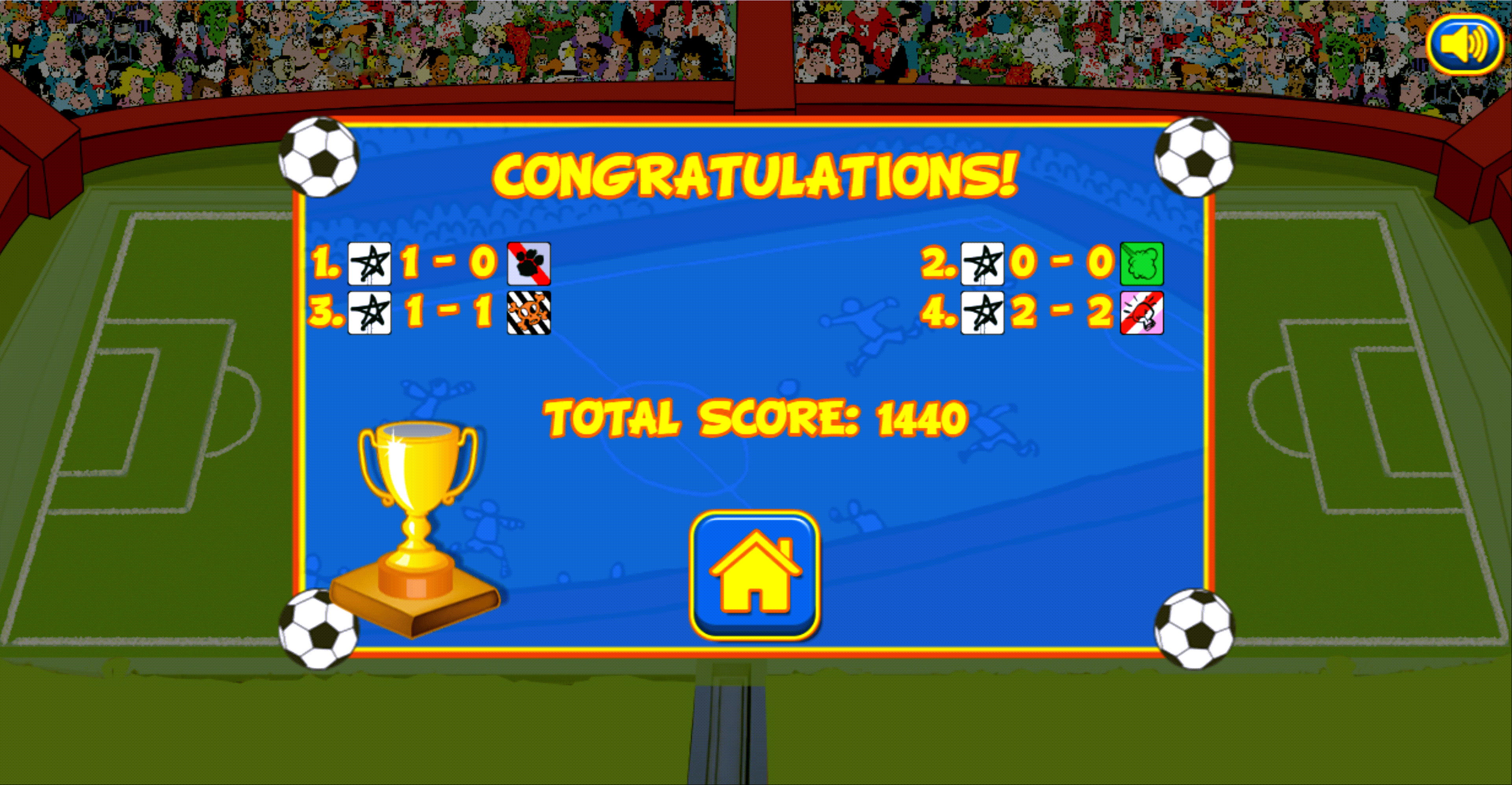 Flick Football Game Over Screenshot.