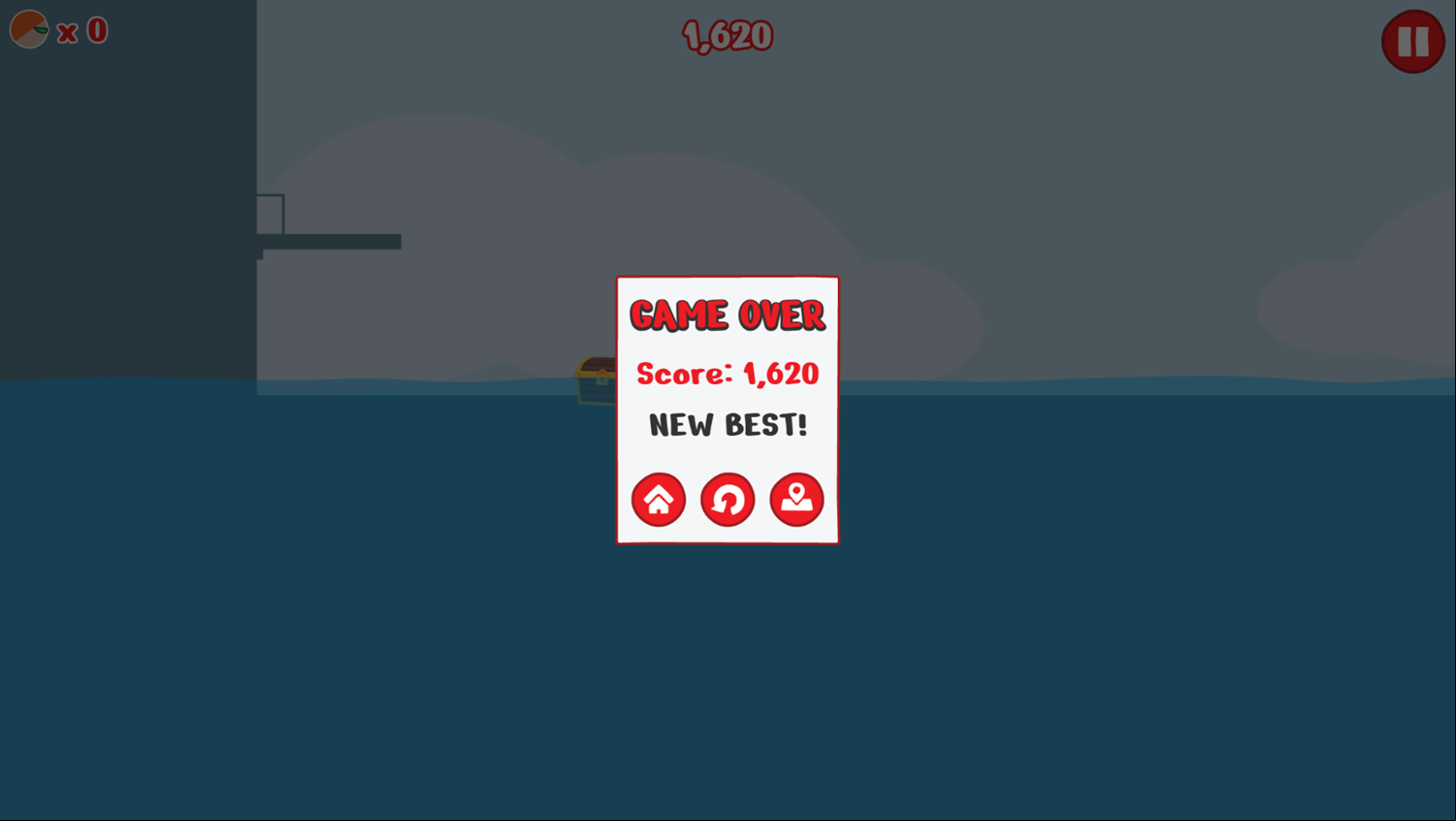 Flip Diving Game Over Screenshot.