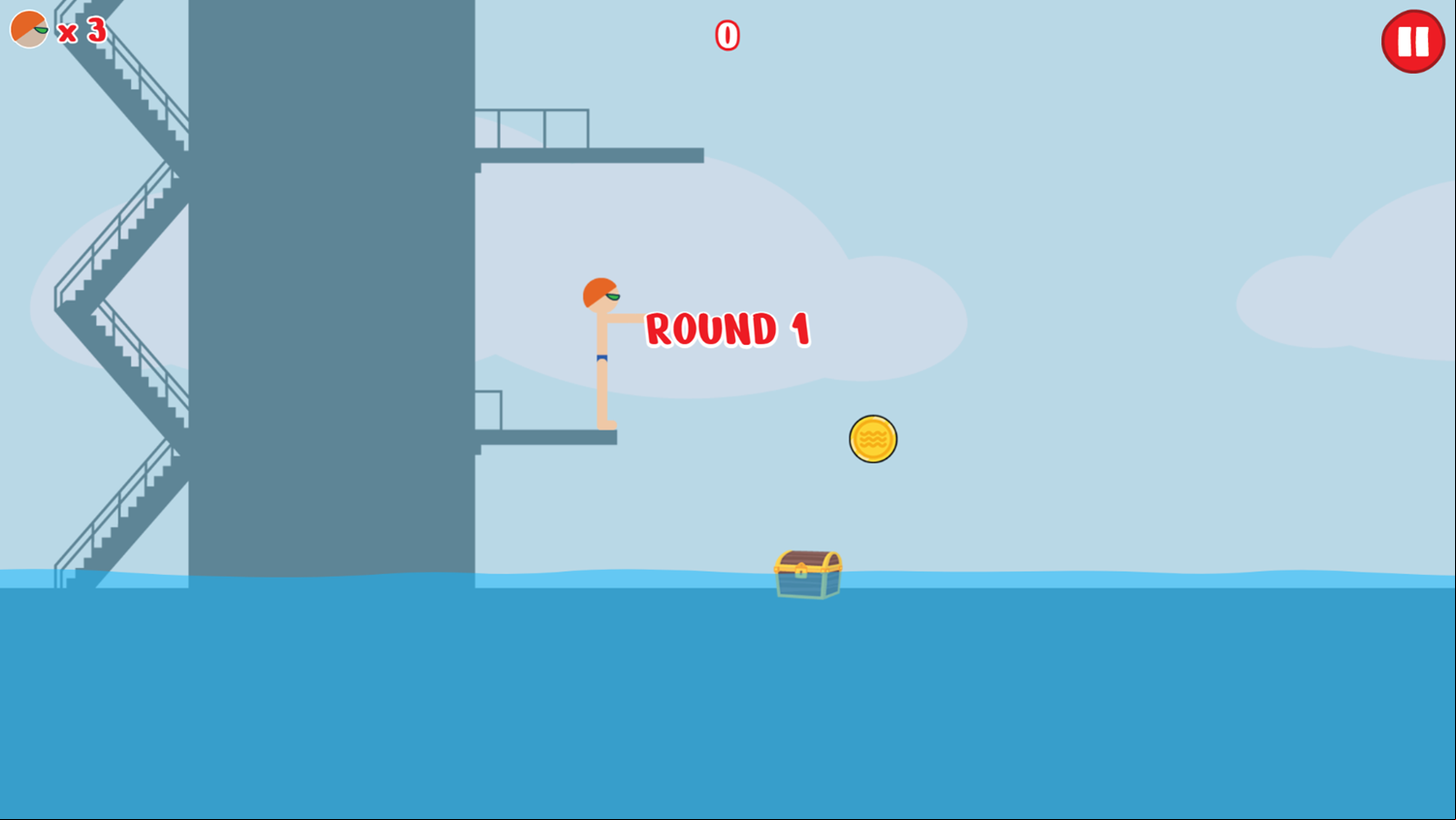 Flip Diving Game Round Start Screenshot.