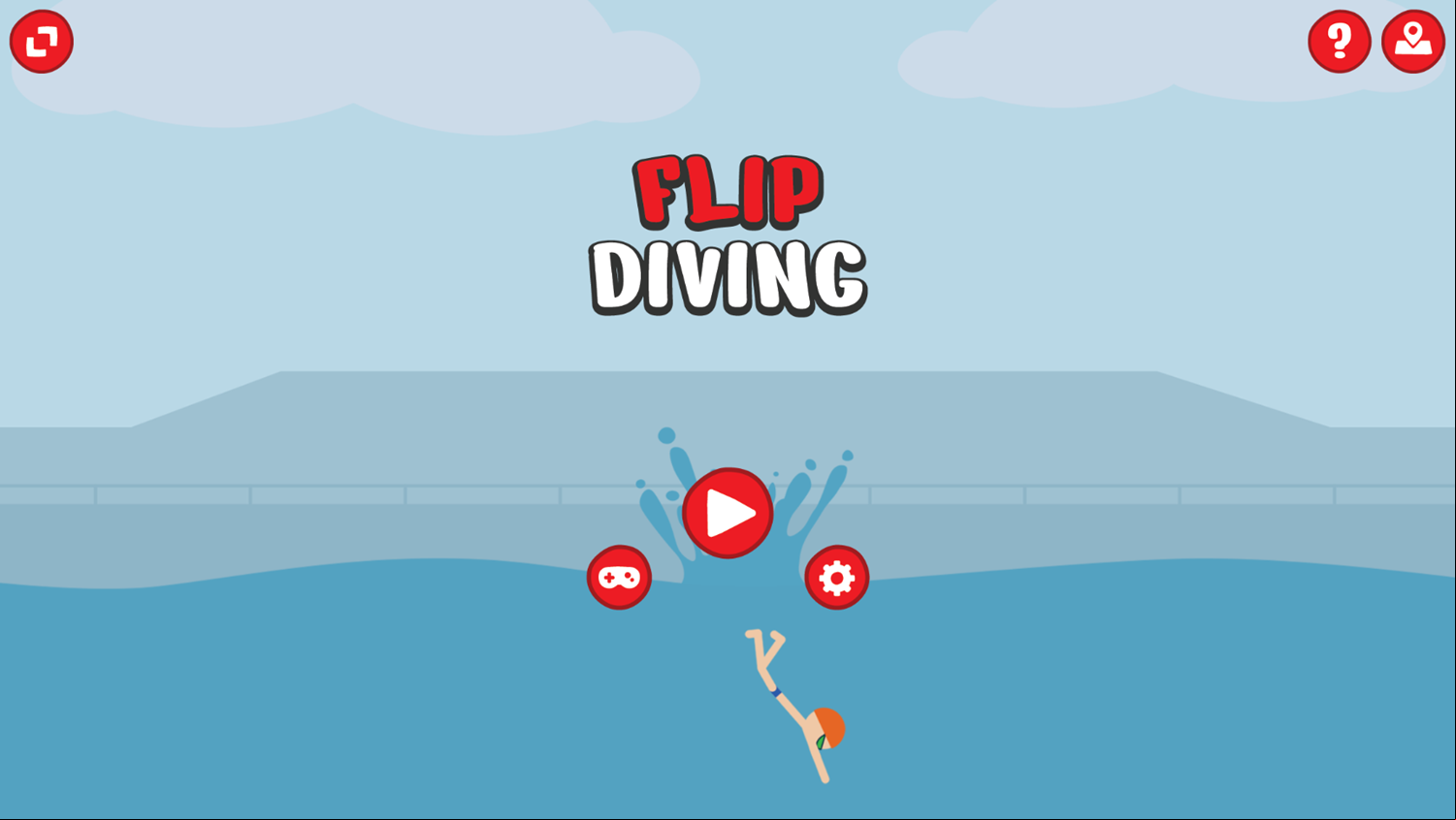 Flip Diving Game Welcome Screen Screenshot.
