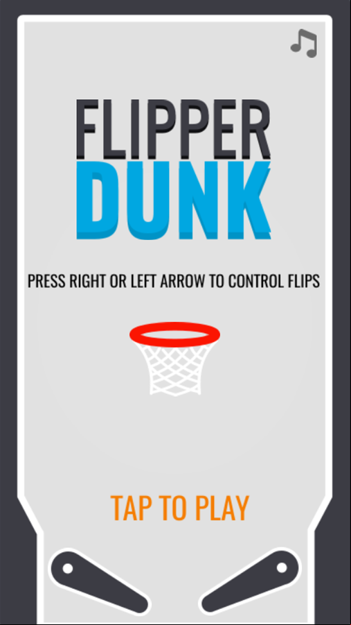 Flipper Dunk Game Welcome Screen Screenshot.
